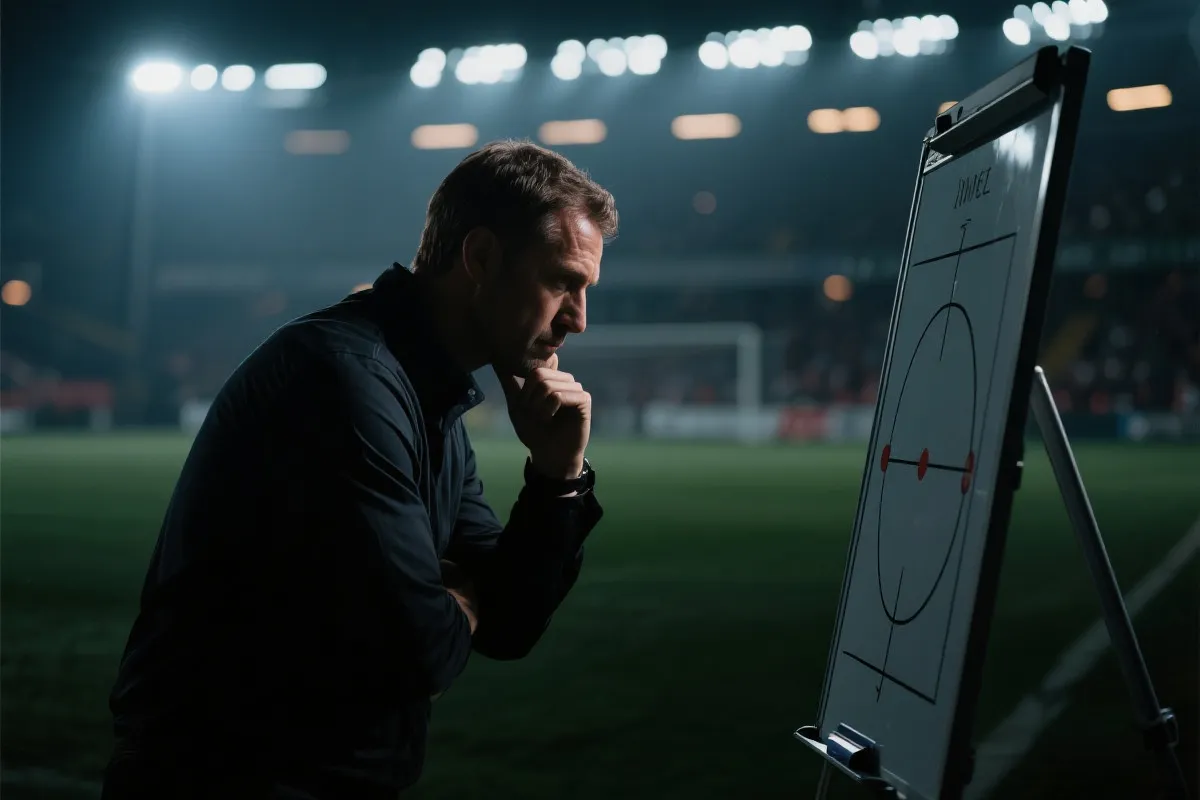 教练在场边指挥战术板