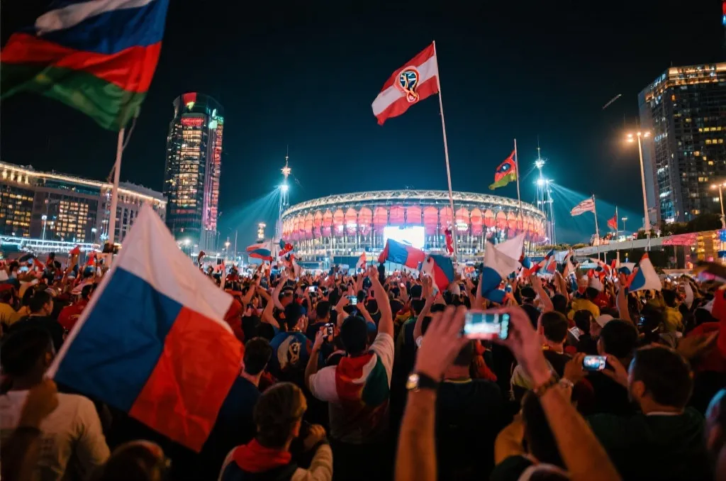 2026世界杯决赛夜球场外的球迷庆祝氛围图
